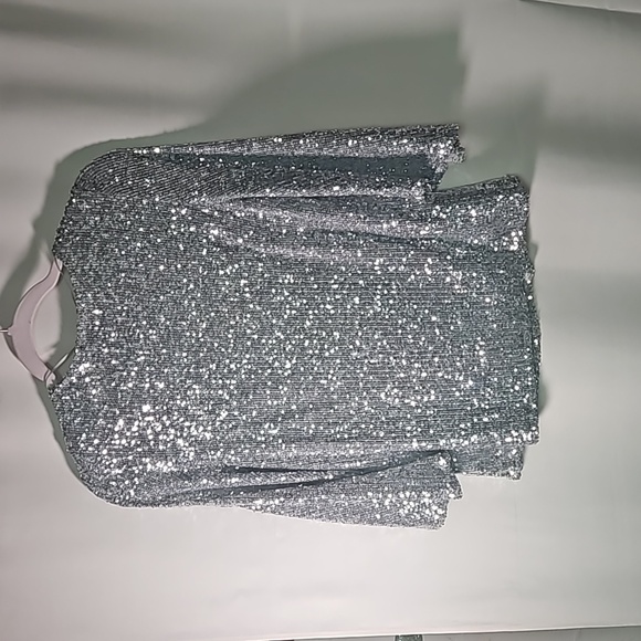Cable & Guage NWOT Silver Sequined Top Sz SP - Picture 5 of 5